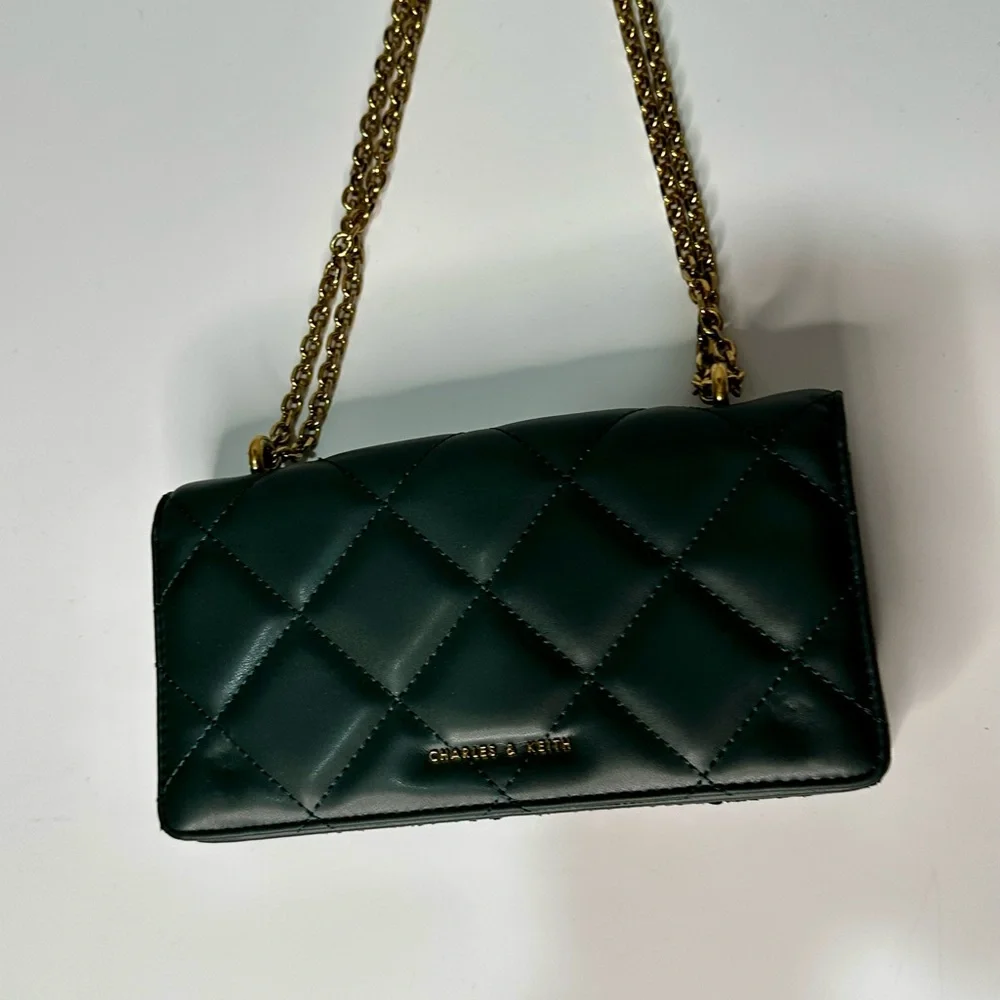 Charles & Keith Teal Quilted Crossbody Bag - Picture 2 of 4